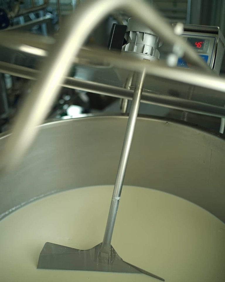 aluminum mixer machine in manufactoring dairy process at 'Mykonos Farmers'